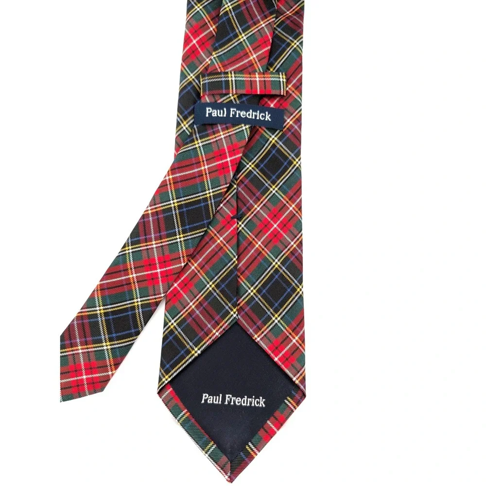 Paul Fredrick Silk Tartan Plaid Classic Necktie‎ Red Black 59